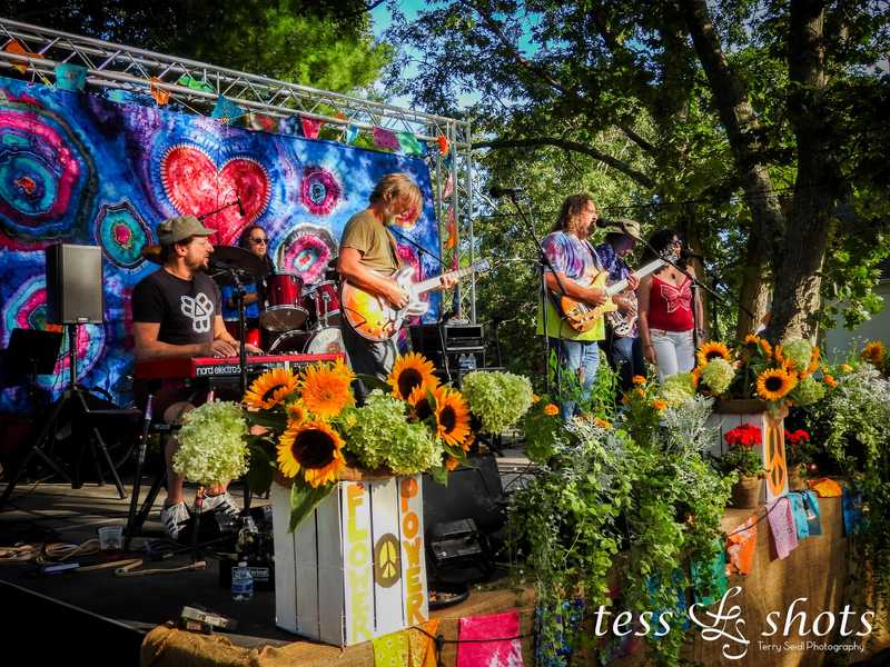 Bradstock stage with a band playing